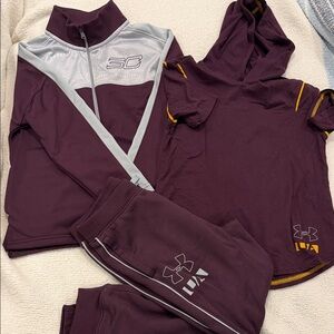 Under Armour Burgundy and Gray Sportswear Set